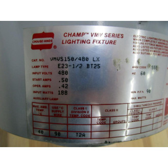 Crouse - Hinds VMVS150480LX Lighting Fixture VMVS150480LX - New No Box