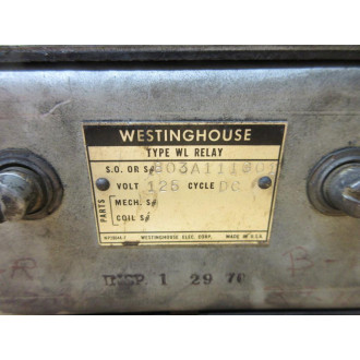 Westinghouse 803A111G01 WL Relay, Rotary Switch NP28095-E WOut Coil - Used