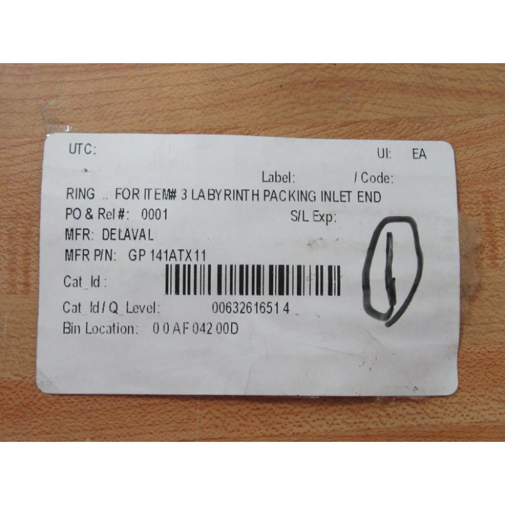 Of Labyrinth Packing Delaval GP-141ATX11 Labyrinth Inlet Packing End GP141ATX11 - New No Box