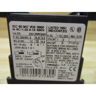 Siemens 3RT1017-1AB01 Sirius 3R Contactor 3RT10171AB01