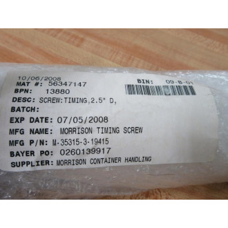Morrison Timing Screw M-35315-3-19415 Timing Screw M35315319415