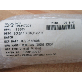 Morrison Timing Screw M-35315-7A-19415 Timing Screw M353157A19415