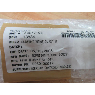 Morrison Timing Screw M-35315-6A-19415 Timing screw M353156A19415