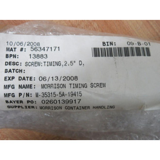 Morrison Timing Screw M-35315-5A-19415 Timing Screw M353155A19415