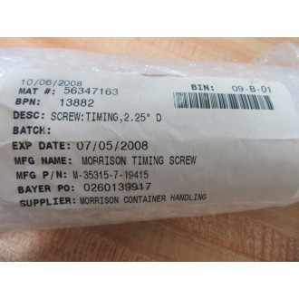 Morrison Timing Screw M-35315-7-19415 Timing Screw M-35315719415