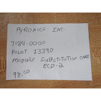 Pyronics 7184 0000 Module Substitution Card ECD-2 - Used