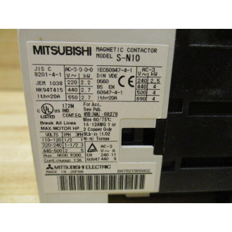 Mitsubishi S-N10-AC200V Magnetic Contactor SN10AC200V (Pack of 2) - New No Box