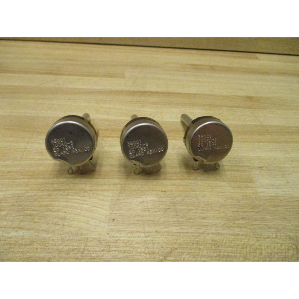 Clarostat 380C1100K Potentiometer 380C1 (Pack of 3) - New No Box