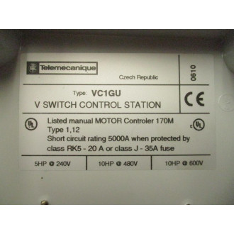 Telemecanique VC1-GU Control Station V Switch VC1GU Chipped Mounting - Used