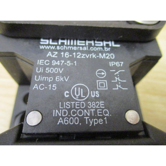 Schmersal AZ 16-I2ZVRK-M20 Safety Interlock Switch W 12" NPT Side Adapter (Pack of 2) - Used