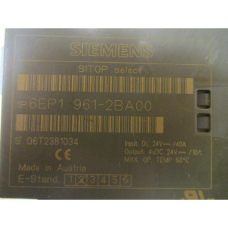 Siemens 6EP1 961-2BA00 SITOP Select Diagnosis Module W DIN Rail Mount - Used