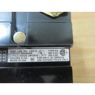Square D FA-36070 70A Circuit Breaker FA36070 - Used