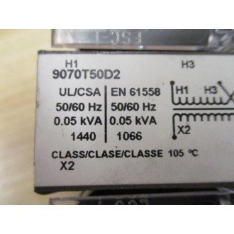Square D 9070 T50D2 Transformer 9070T50D2 W Terminal Guards - New No Box