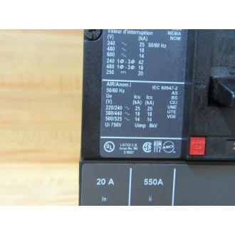 Square D HDL36020 20A PowerPact Circuit Breaker HD 060 - New No Box