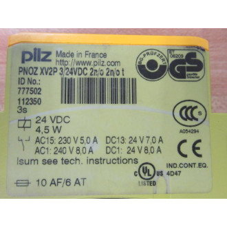 Pilz PNOZ XV2P 324VDC 2NO 2NOT Safety Relay 777502 - Used
