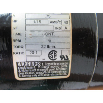 Bodine NSH-34RH Gearmotor NSH-34RH-20:1 - Used