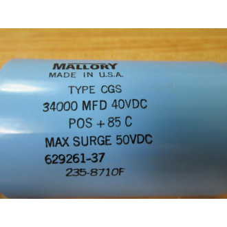 Mallory 629261-37 Capacitor 62926137 34000 MFD 40VDC - New No Box