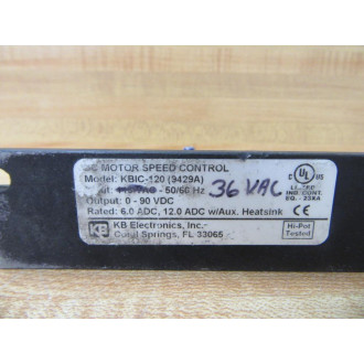 KB Electronics KBIC-120 DC Motor Speed Control 9429A WHardware 36VAC - Used