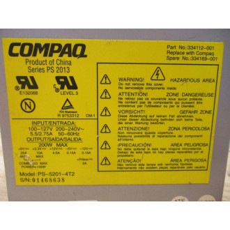 Hewlett-Packard PS-5201-4T2 Compaq Power Supply 334112-001 - New No Box