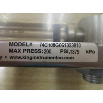 King Instrument 74C108G061323810 Flow Meter W Fitting - Used