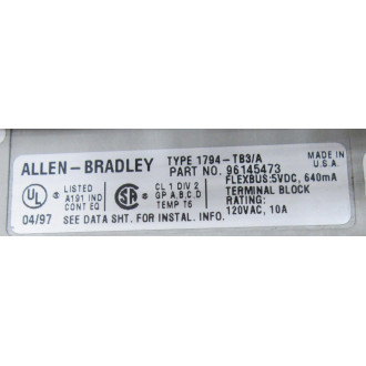 Allen Bradley 1794-TB3A Terminal Base 1794TB3 PN 96145473 - New No Box