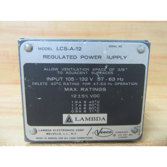Lambda LCS-A-12 Power Supply LCSA12 105-132V - Used