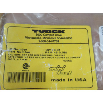Turck RSM 46-0.5M MiniFast Cordset U2118-01