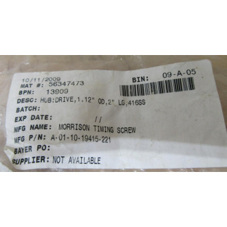 Morrison Timing Screw A-01-10-19415-221 Drive Hub A011019415221 - New No Box