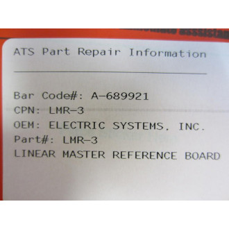 Moore LMR-3 Linear Master Reference Bd B83009 RS05230108 - Refurbished