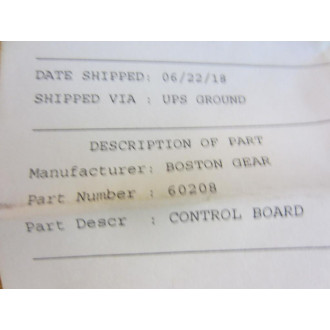 Boston Gear 60208 Control Board RS06180083 - Refurbished