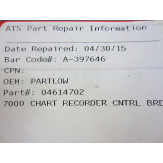 Partlow 04614702 7000 Chart Recorder Control Bd RP04060164 - Refurbished