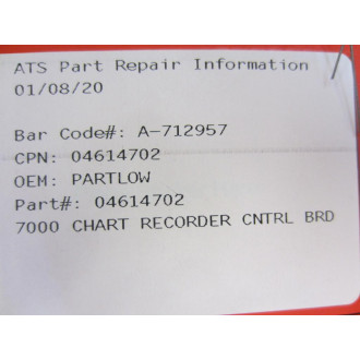 Partlow 04614702 7000 Chart Recorder Control Bd RT12160095 - Refurbished