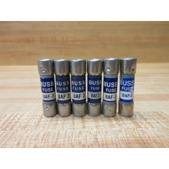 Buss BAF-3 Bussmann Fuse Cross Ref 6C167 Tested (Pack of 6) - New No Box