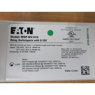 Eaton WSP-MV-010 Relay Switchpack W10V WSPMV010 - Used