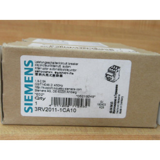 Siemens 3RV2011-1CA10 1,8-2,5A Circuit Breaker 3RV20111CA10