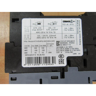 Siemens 3RV2011-1CA10 1,8-2,5A Circuit Breaker 3RV20111CA10