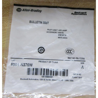 Allen Bradley 800T-N376W White Lamp 800TN376W Bulb 3V DC