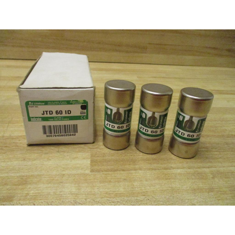 Littelfuse JTD 60 ID Indicator Time-Delay Fuse JTD60ID (Pack of 3)