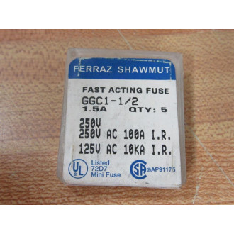 Ferraz Shawmut GGC1-12 Fast Acting Mini Fuse GGC112 (Pack of 15)
