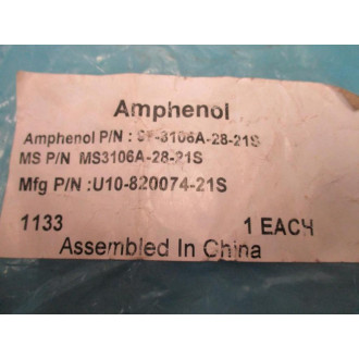 Amphenol 97-3106A-28-21S Circular Connector MS3106A-28-21S Body Only