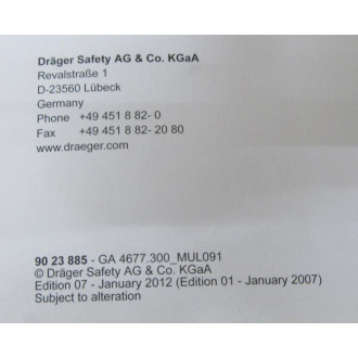 Drager 90 23 885 Manual 9023885