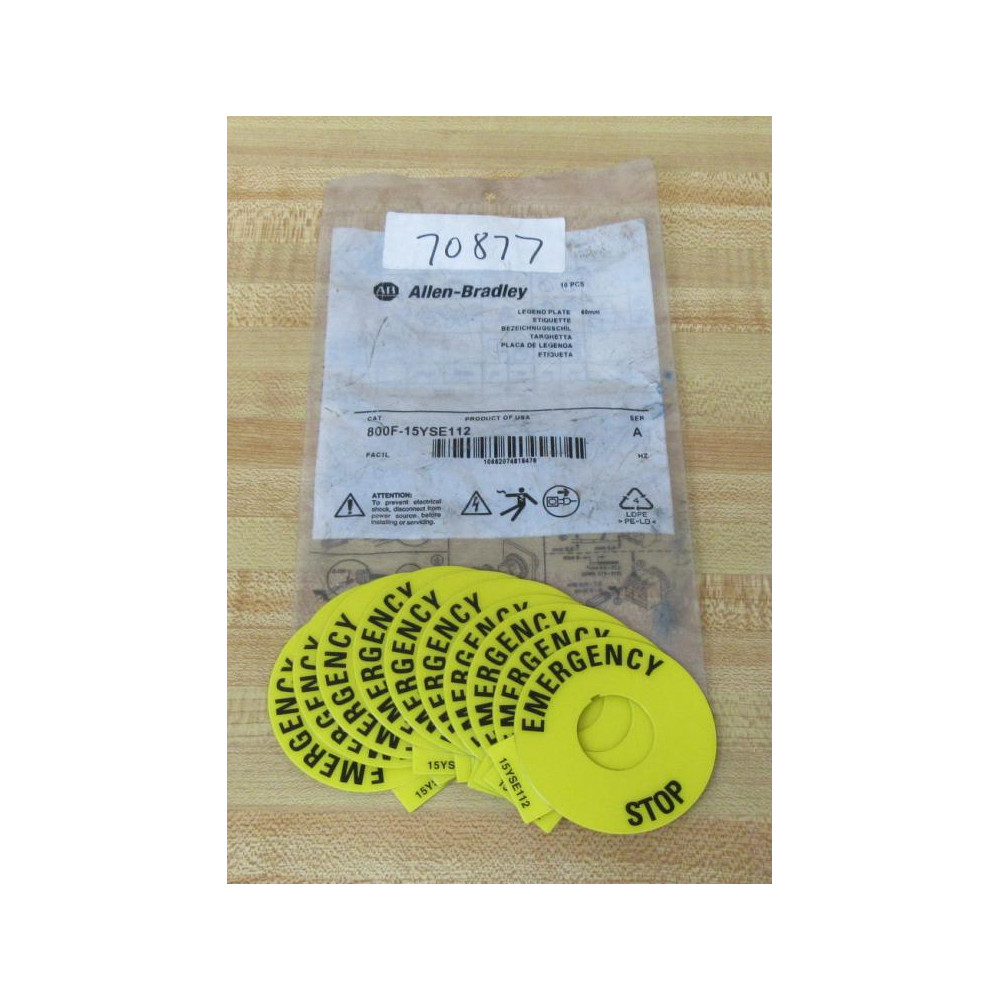 Allen Bradley 800F-15YSE112 Legend Plate 800F15YSE112 (Pack of 10) Allen Bradley 800F-15YSE112 Legend Plate 800F15YSE112 (Pack of 10)