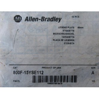 Allen Bradley 800F-15YSE112 Legend Plate 800F15YSE112 (Pack of 10)