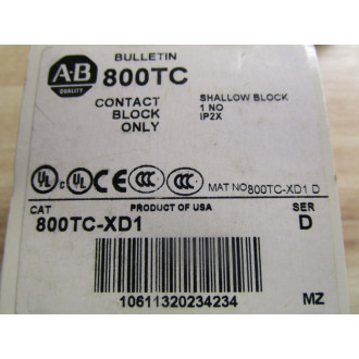 Allen Bradley 800TC-XD1 Contact Block 800TCXD1