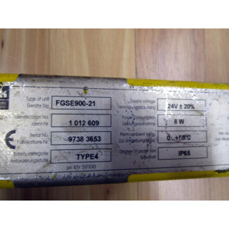 Sick Optic FGSE900-21 Light Curtain Receiver 1 012 609 WO Top Connector - Used