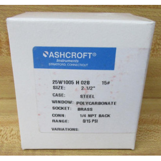Ashcroft 25W1005H02B 15 Gauge 25W1005H02B15