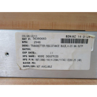 Moore Industries RBT3W80-1604-20MA117AC-EZ60.25(AB) Transmitter - New No Box