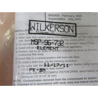 Wilkerson MSP-96-732 Filter Element MSP96732