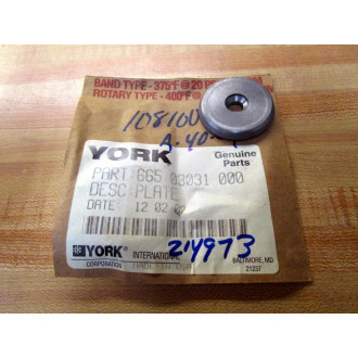 Johnson Controls York 665 03031 000 Valve Plate 66503031000