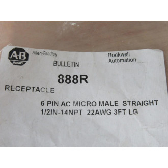 Allen Bradley 888R-M6AC1-3F Receptacle 888RM6AC13F